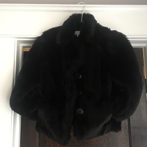 Ann Taylor LOFT Black Faux fur coat